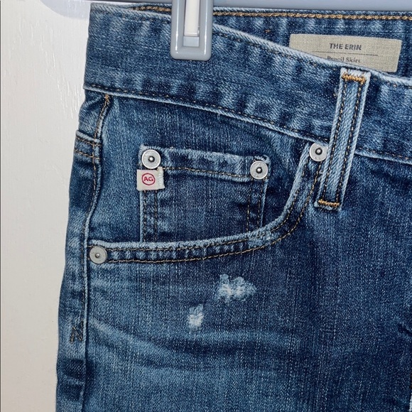 AG ADRIANA GOLDSCHMIED The Erin Blue Denim Distressed Pencil Skirt 26 waist - Picture 4 of 13